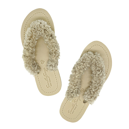 SAND BY SAYA N.Y. - Teddy Shearling - Flat Flip Flops Sandal - 1 COLOR -