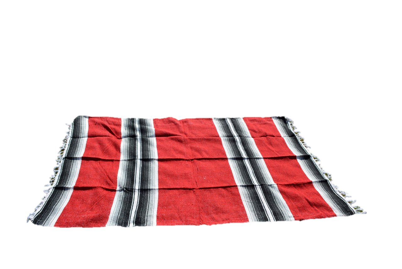 OMSutra - Handwoven Cotton Red Picnic  Beach Yoga Blanket - 1 COLOR -