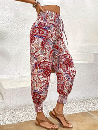 Thumbnail for Tied Printed High Waist Pants - T - 2 COLORS -