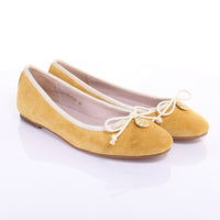 Thumbnail for Bow Suede Ballerina (Mustard)