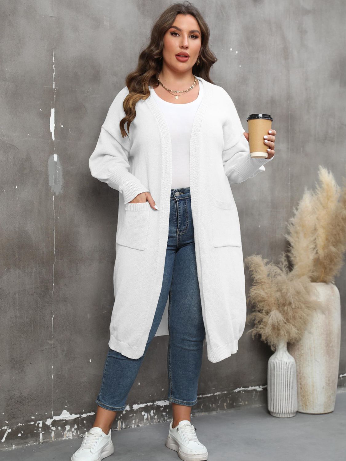 Plus Size Only Long Sleeve Pocketed Cardigan - T - 9 COLORS -