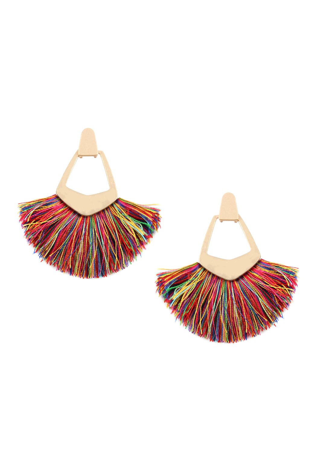 Riah fashion - Fan Tassel Post Dangle Earrings - 15 COLORS -