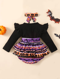 Thumbnail for Printed Round Neck Long Sleeve Bodysuit with Headband - 2 PCS. - T - 2 COLORS -