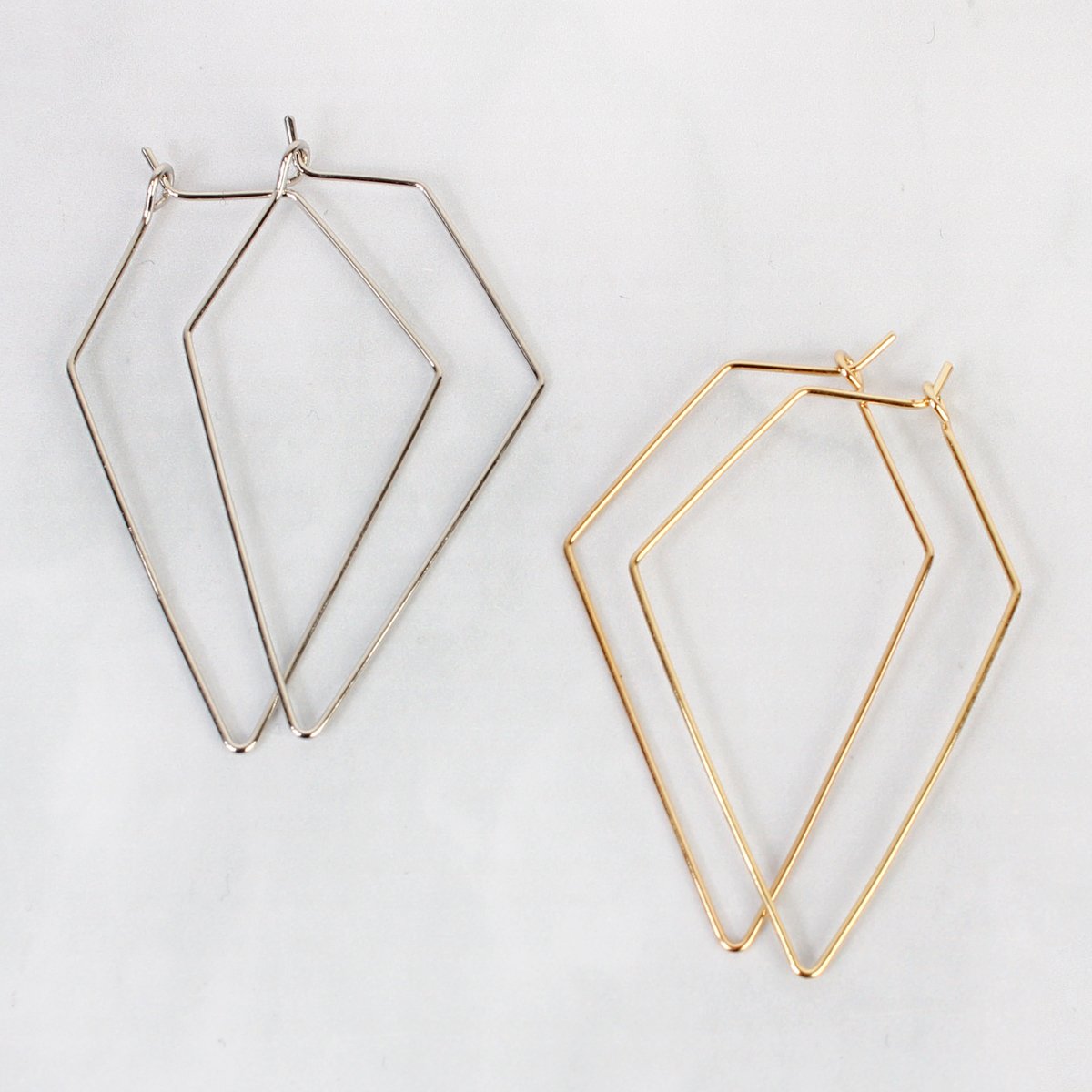 Riah Fashion - Polygon Shape Brass Earrings - 3 FINISHES