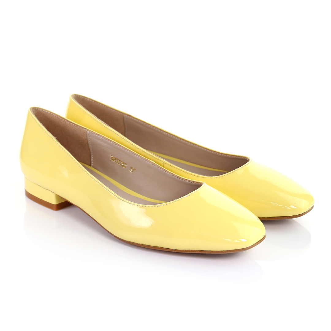 Patent Leather Square Toe Ballerina (Yellow)