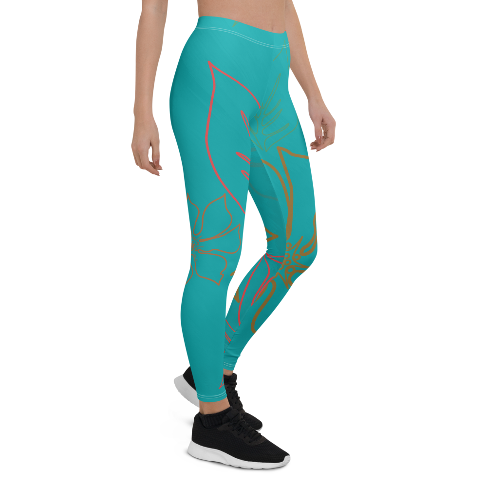 FYC - Women's All Day Comfort Aqua Aloha Full Length Leggings - 1 COLOR -