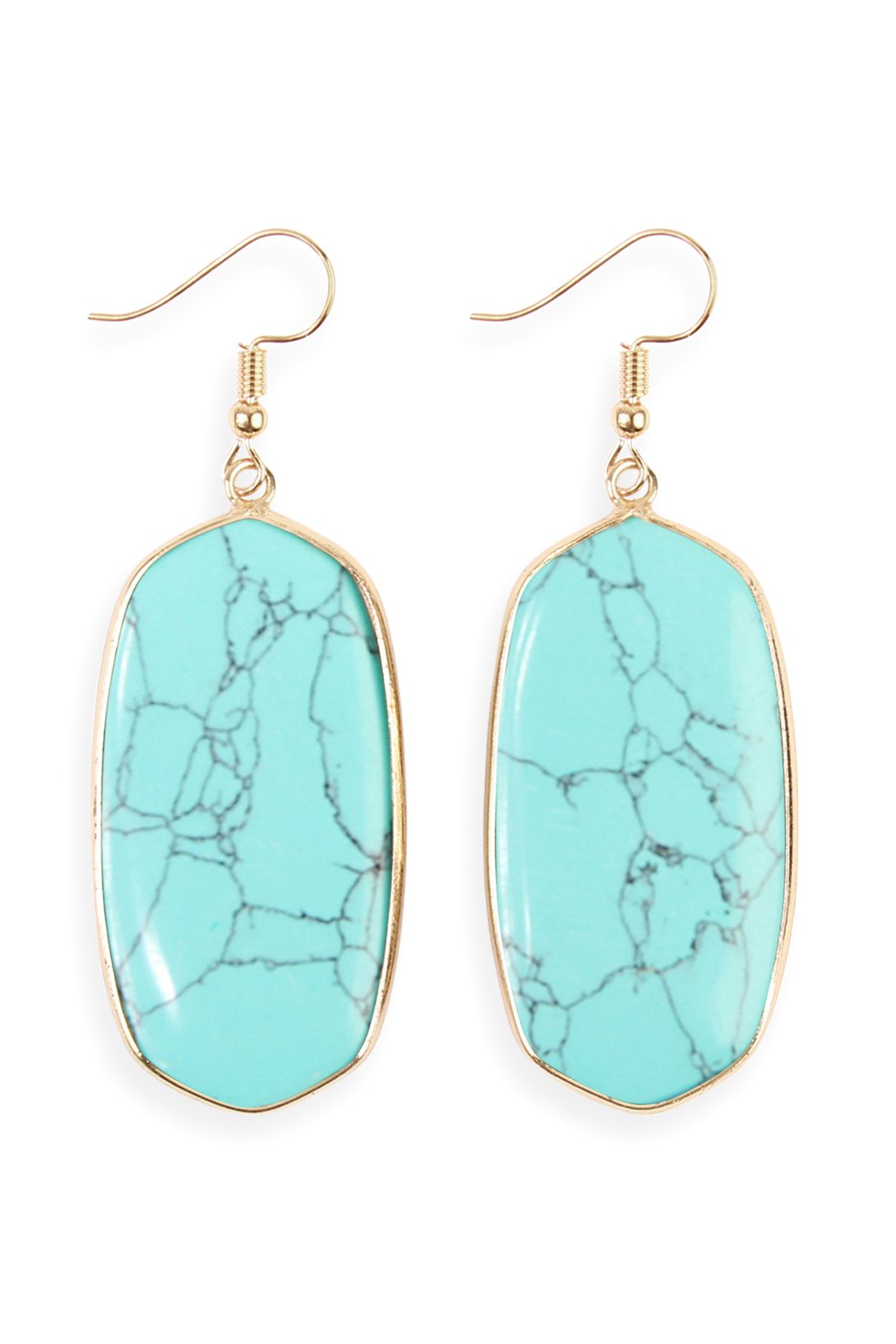 USA - Natural Oval Stone Earrings - 9 COLORS -