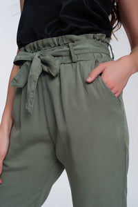 Thumbnail for Q2 - Pants With Tie Waist in Green - 1 COLOR -