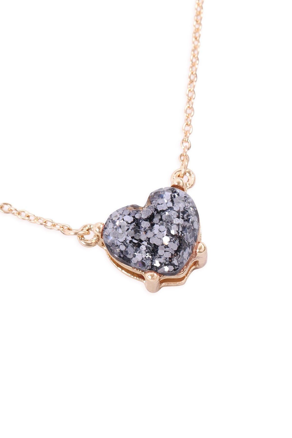 Heart Glitter Epoxy Necklace - 9 COLORS -