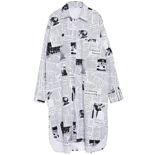 Marigold Shadows - Toriko Newspaper Print Shirt Dress - 1 COLOR -