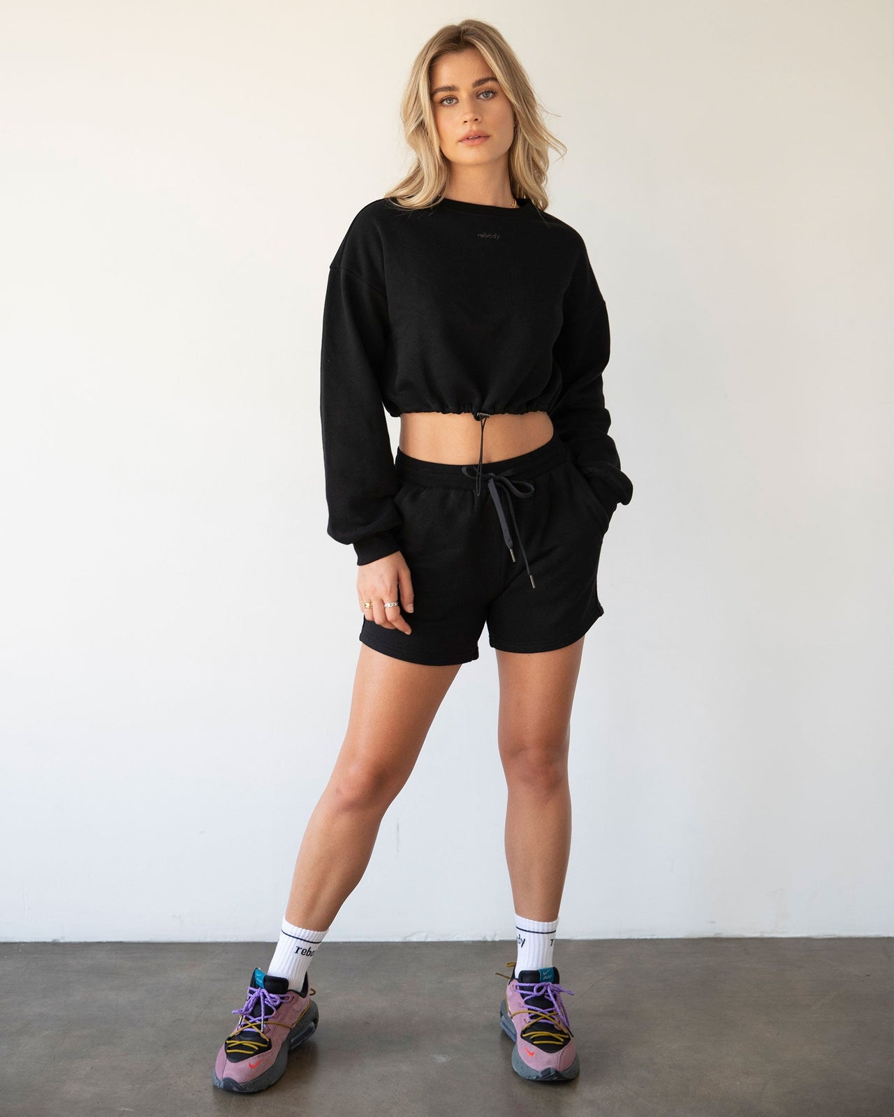 Rebody - Puff Sleeve Crop Sweatshirt - 2 COLORS -