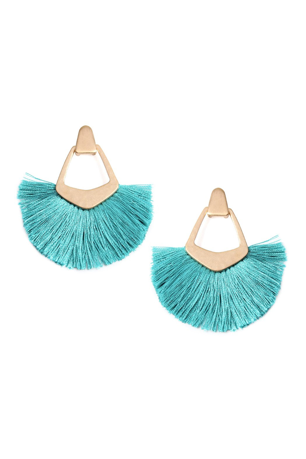 Riah fashion - Fan Tassel Post Dangle Earrings - 15 COLORS -