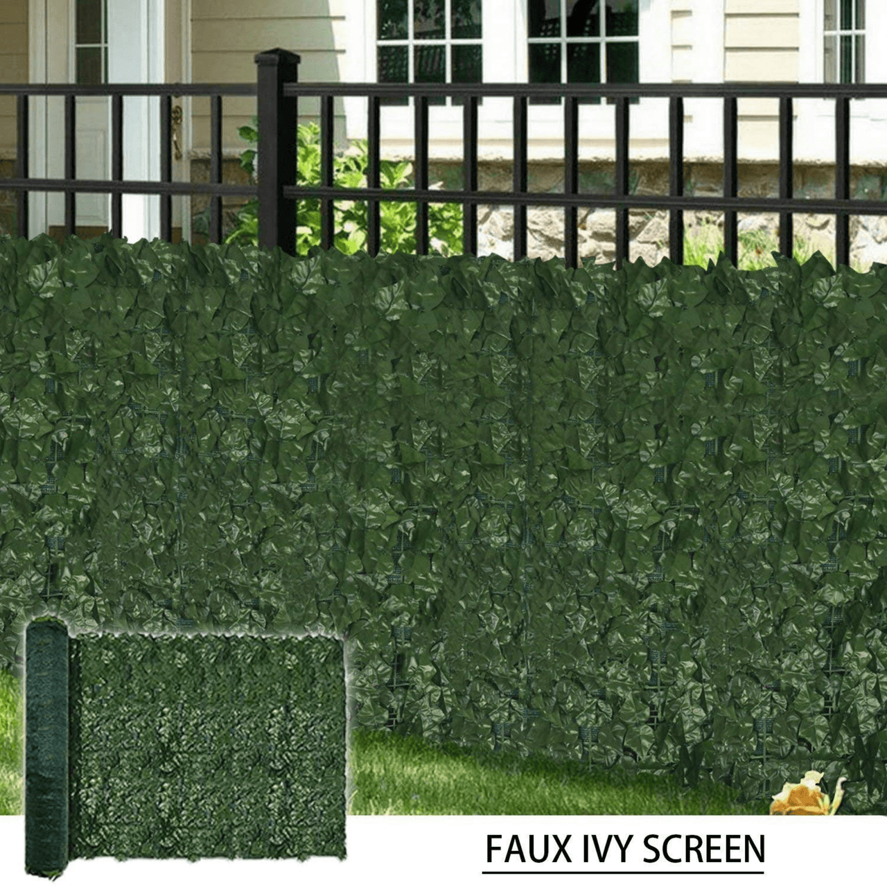 Faux Ivy Privacy Fence Shade Cloth Backing 120"L X 40"H 33SQ FT -