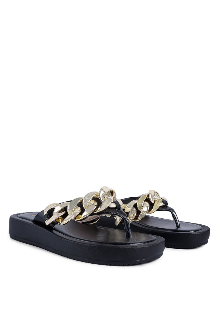 London Rag - Xing Metal Chain Thong Sandals - 2 COLORS -