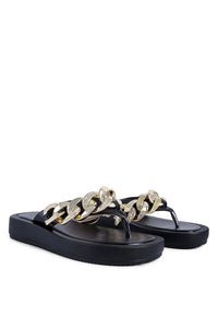 Thumbnail for London Rag - Xing Metal Chain Thong Sandals - 2 COLORS -