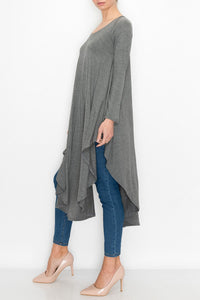 Thumbnail for Stylespect - Asymmetric Long Sleeve Dress - Grey - 1 COLOR -