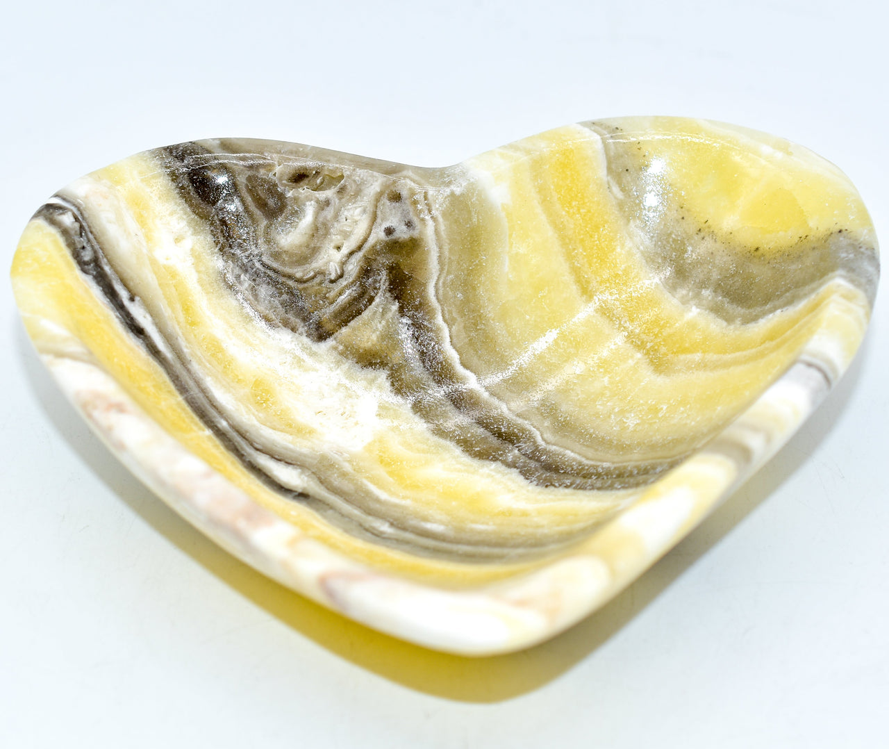 Whyte Quartz - Heart Shaped Bowl in Zebra White or Amber Onyx - 4 STONE TYPES -