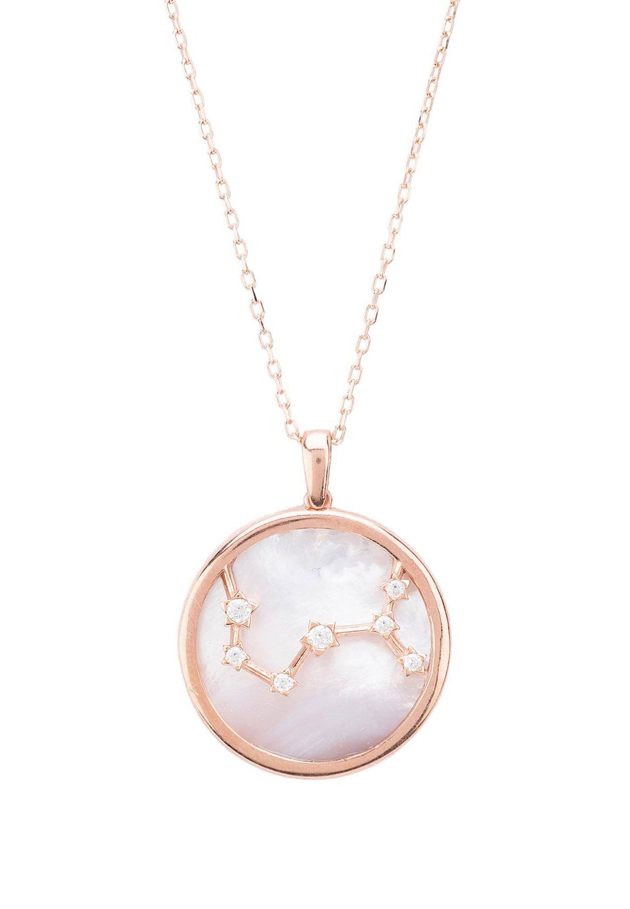 Zodiac Mother of Pearl Gemstone Star Constellation Pendant Necklace Scorpio -