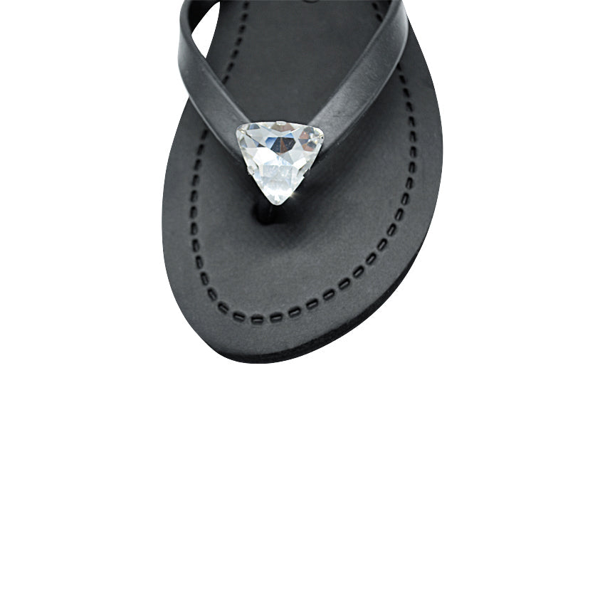 SAND BY SAYA N.Y. - Triangle Studs - Crystal Flat Flip Flops Sandal - 4 COLORS -