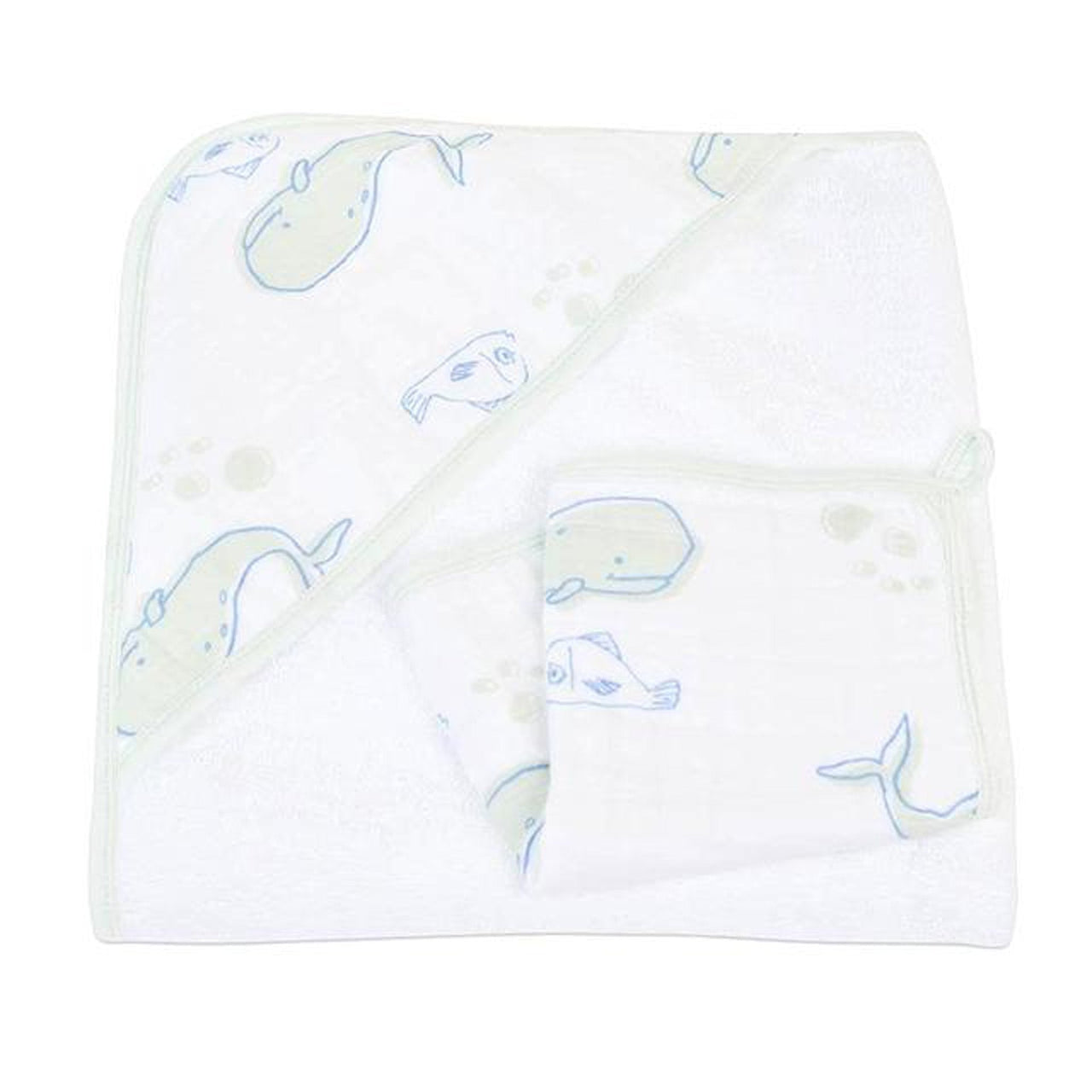 Newcastle - Whale Hooded Towel and Washcloth Set -