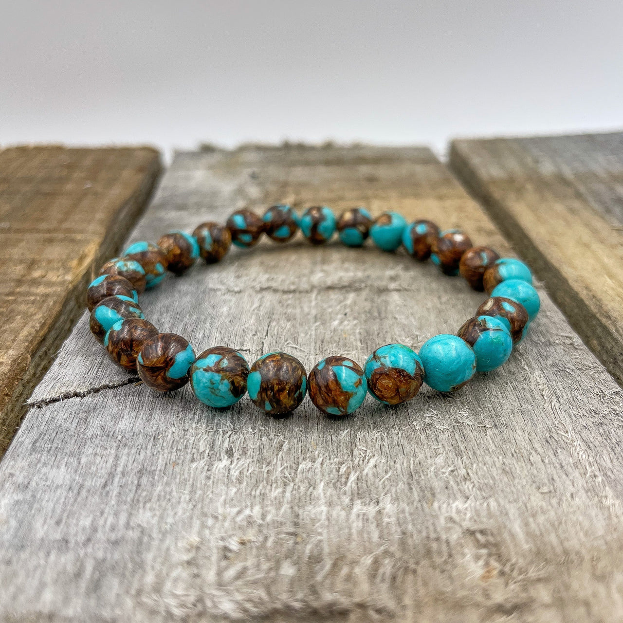 Union - Bronzite Turquoise Gemstone Beaded Bracelet -