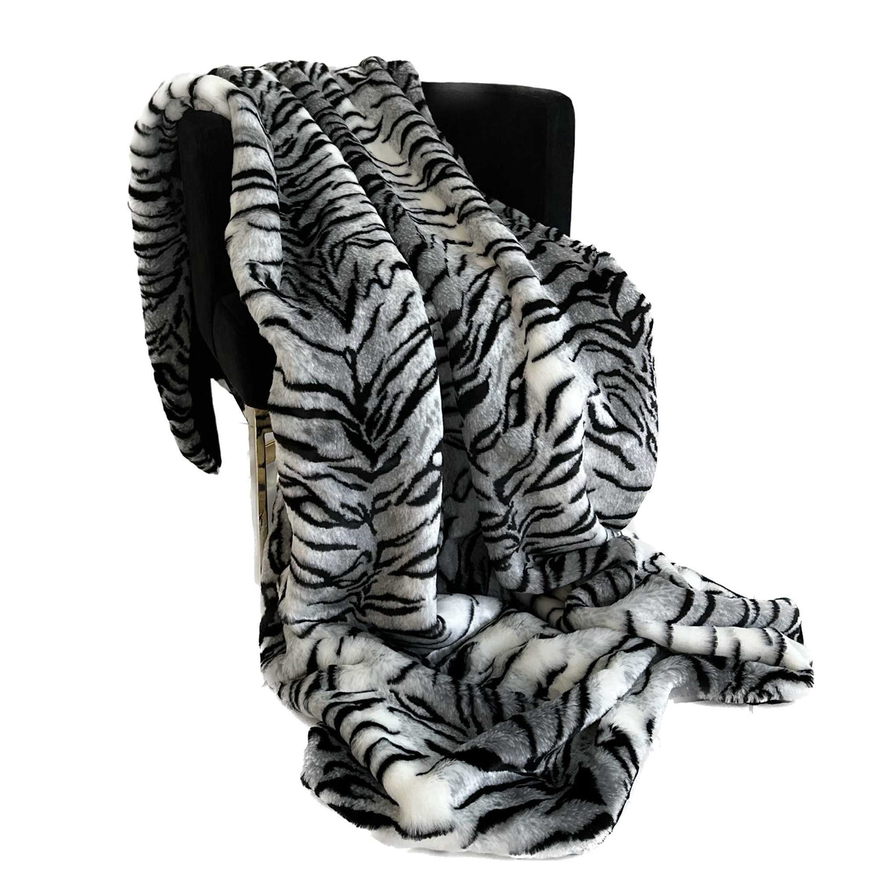 Plutus Black and White Zebra Faux Fur Luxury Throw Blanket - 14 SIZES -