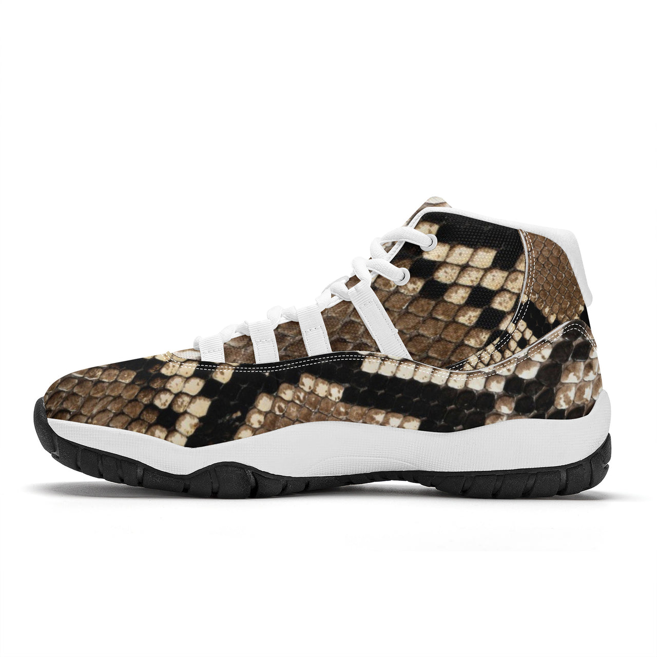 OOTO - SNAKE SKIN (print) High Top Air Retro Sneakers - White soles - 1 COLOR -