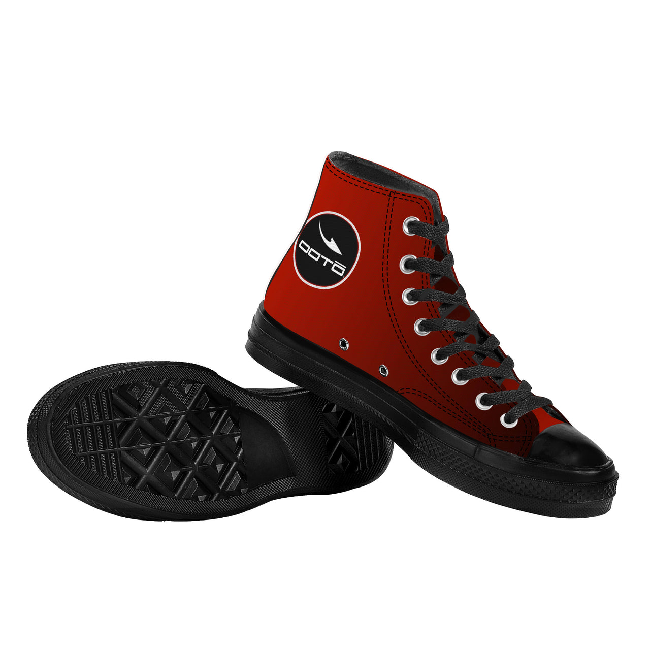 OOTO - RED TO BLACK - SF_D71 High Top Canvas Shoes - Black soles - 1 COLOR -