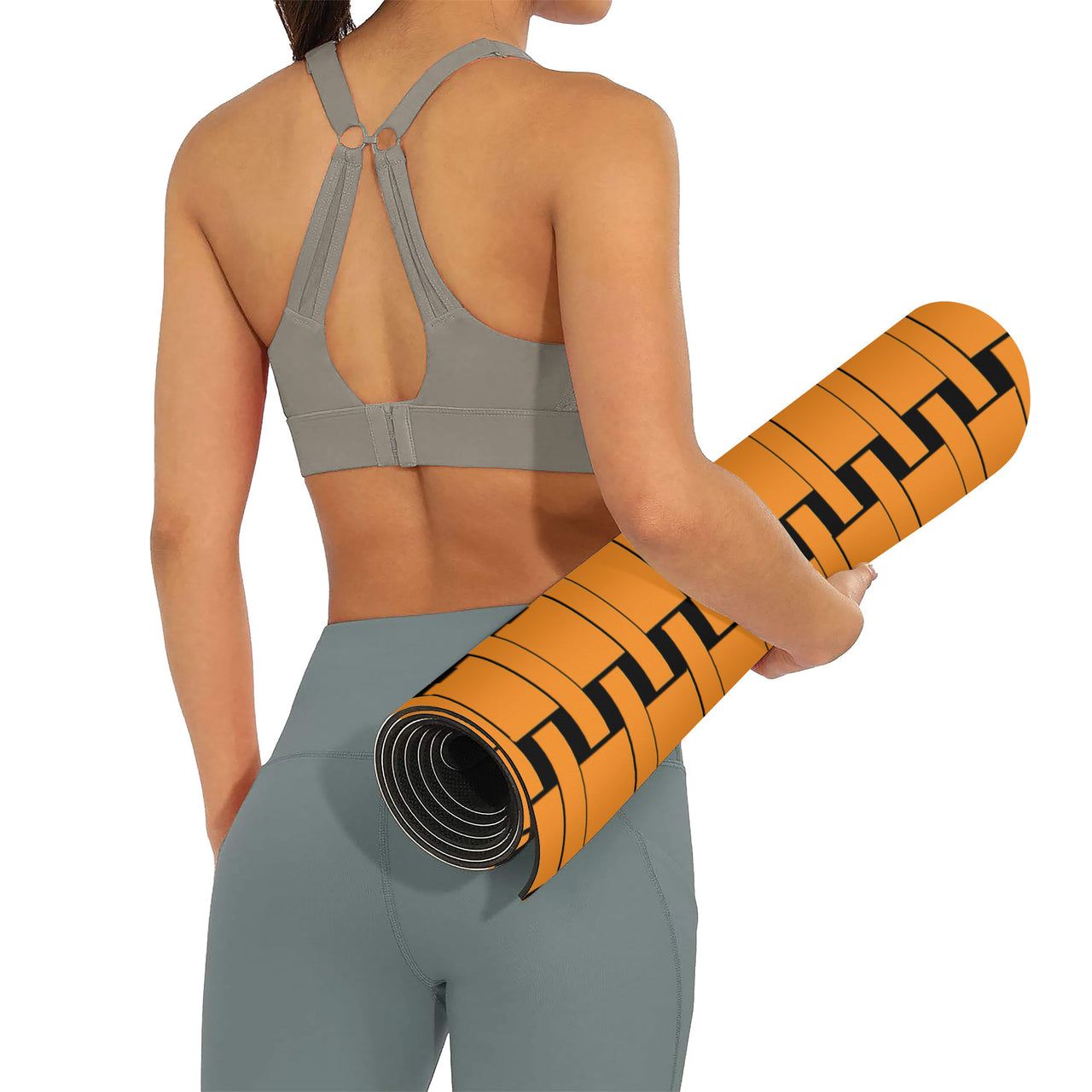 OOTO - Yoga Mat - Orange weave on Black -