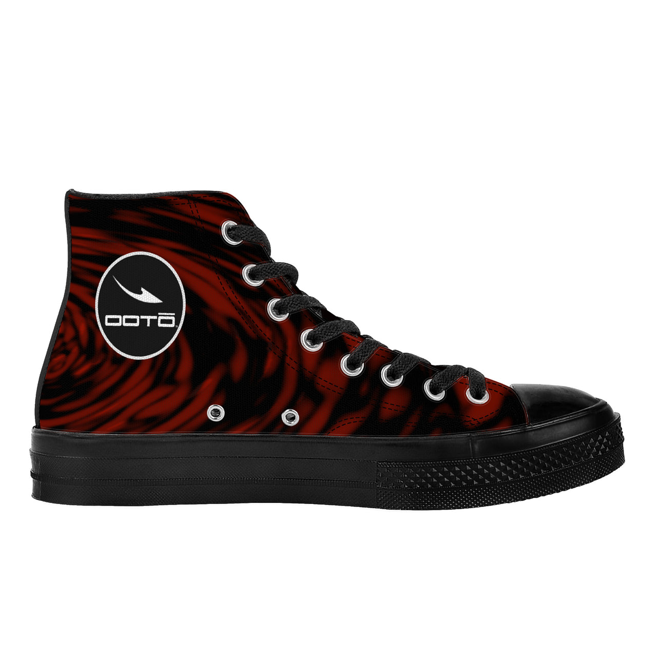 OOTO - A DARK RED EDDY - High Top Canvas Shoes  -  Black soles - 1 COLOR -