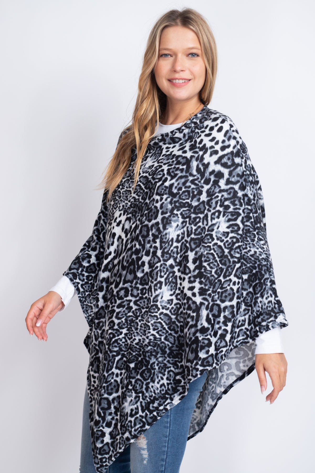 Riah Fashion - All Year Round Leopard Poncho - 3 COLORS -