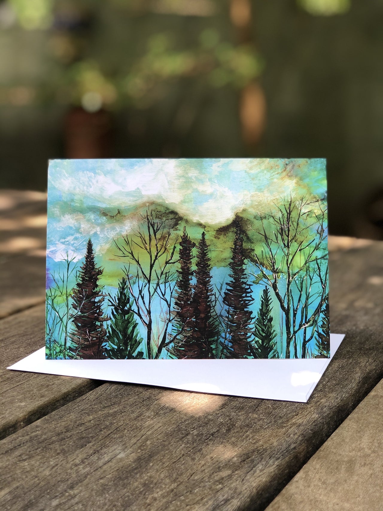 Green Sky Landscape : Greeting Card - 5"X7" - 1 OR SET(6) -