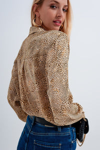 Thumbnail for Q2 - Beige Satin Animal Print Shirt - 1 COLOR -