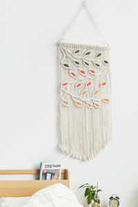 Thumbnail for Contrast Leaf Fringe Macrame Wall Hanging - 31.5