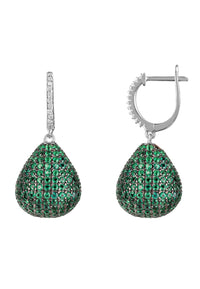 Thumbnail for LATELITA - Valerie Pear Drop Gemstone Earrings Silver Emerald -