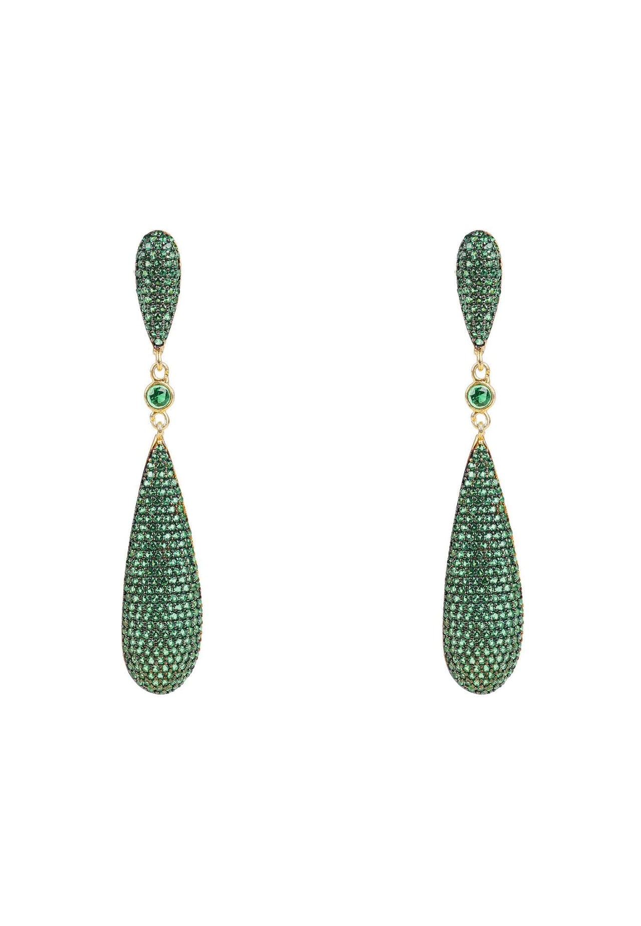 LATELITA -  Long Drop Earrings Emerald Green Cz -