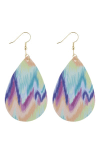 Thumbnail for Riah Fashion - Multicolor Leather Printed Teardrop Hook Earrings -