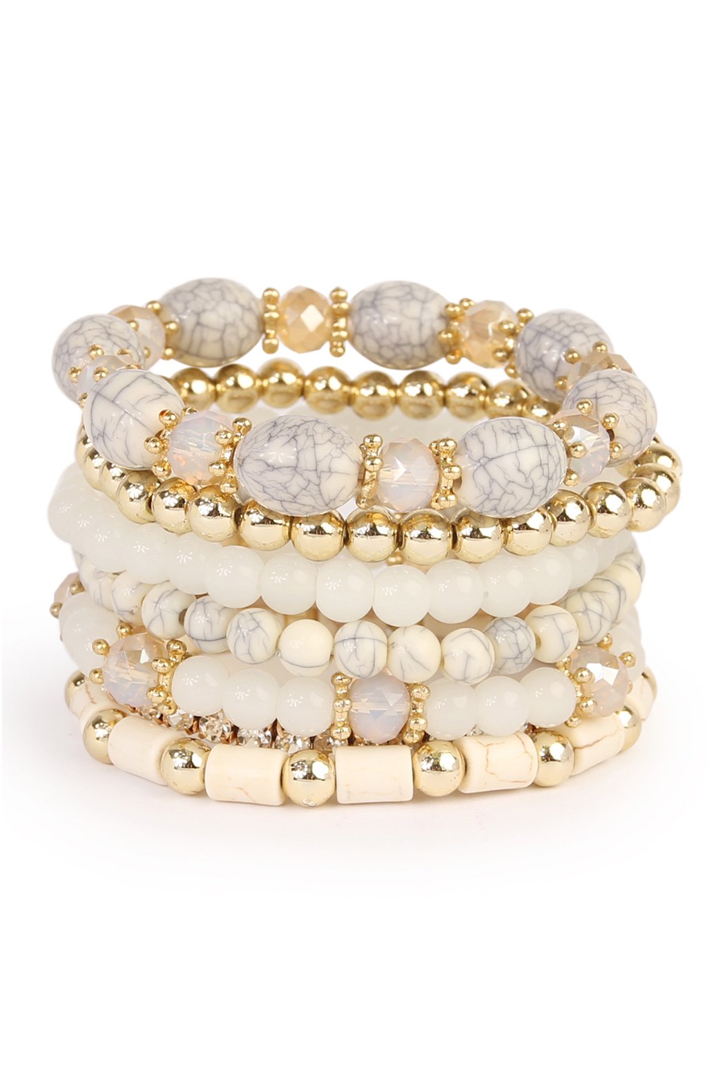 Riah Fashion -  - Multibead Stackable Bracelet - 7 COLORS -