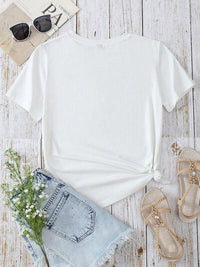 Thumbnail for Heart Round Neck Short Sleeve T-Shirt - T - 1 COLOR -