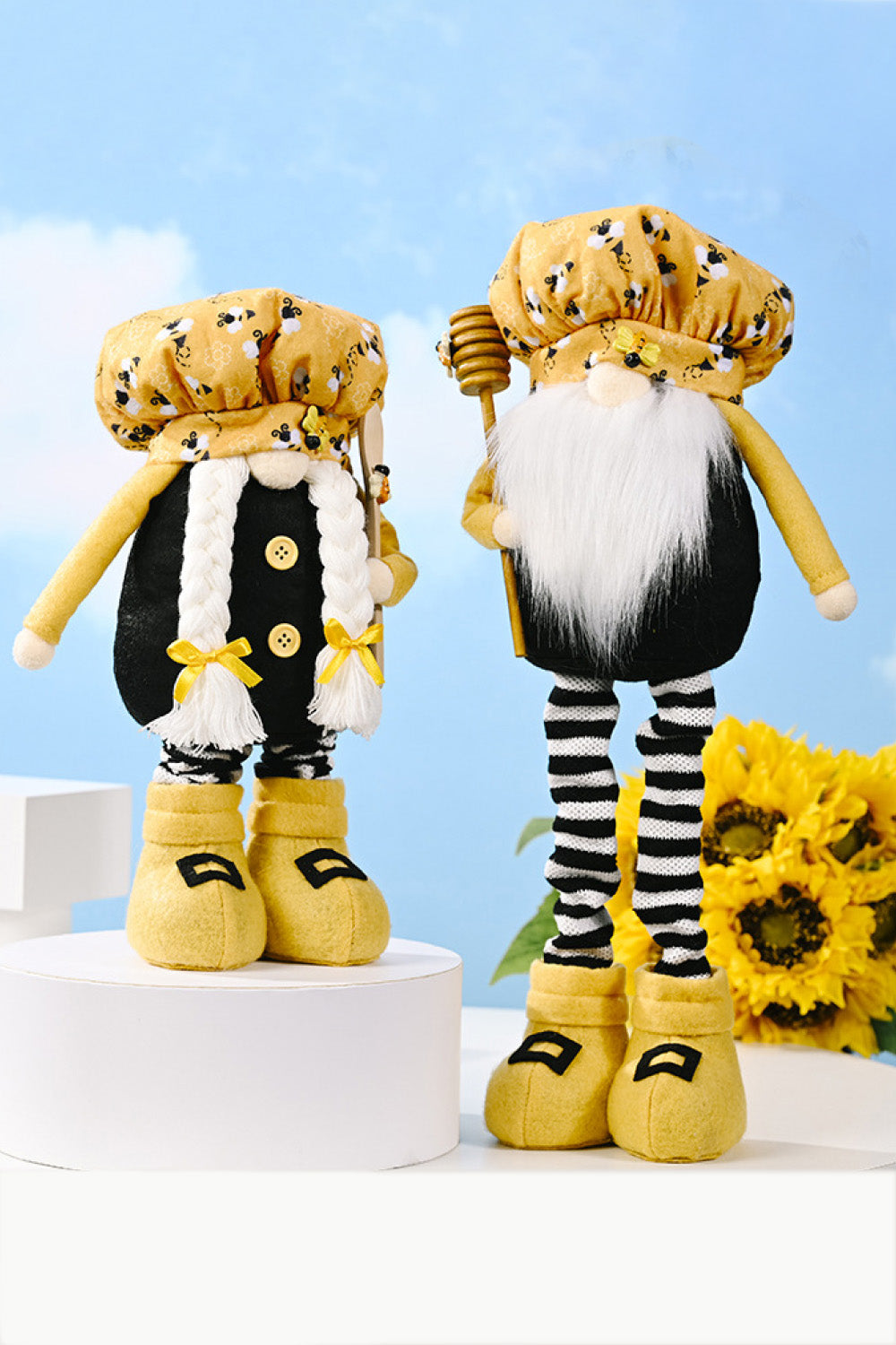 Bee Print Telescopic Leg Gnomes - 11" - 15.7" - 2 TYPES - [5-10 DAY DELIVERY] - T -