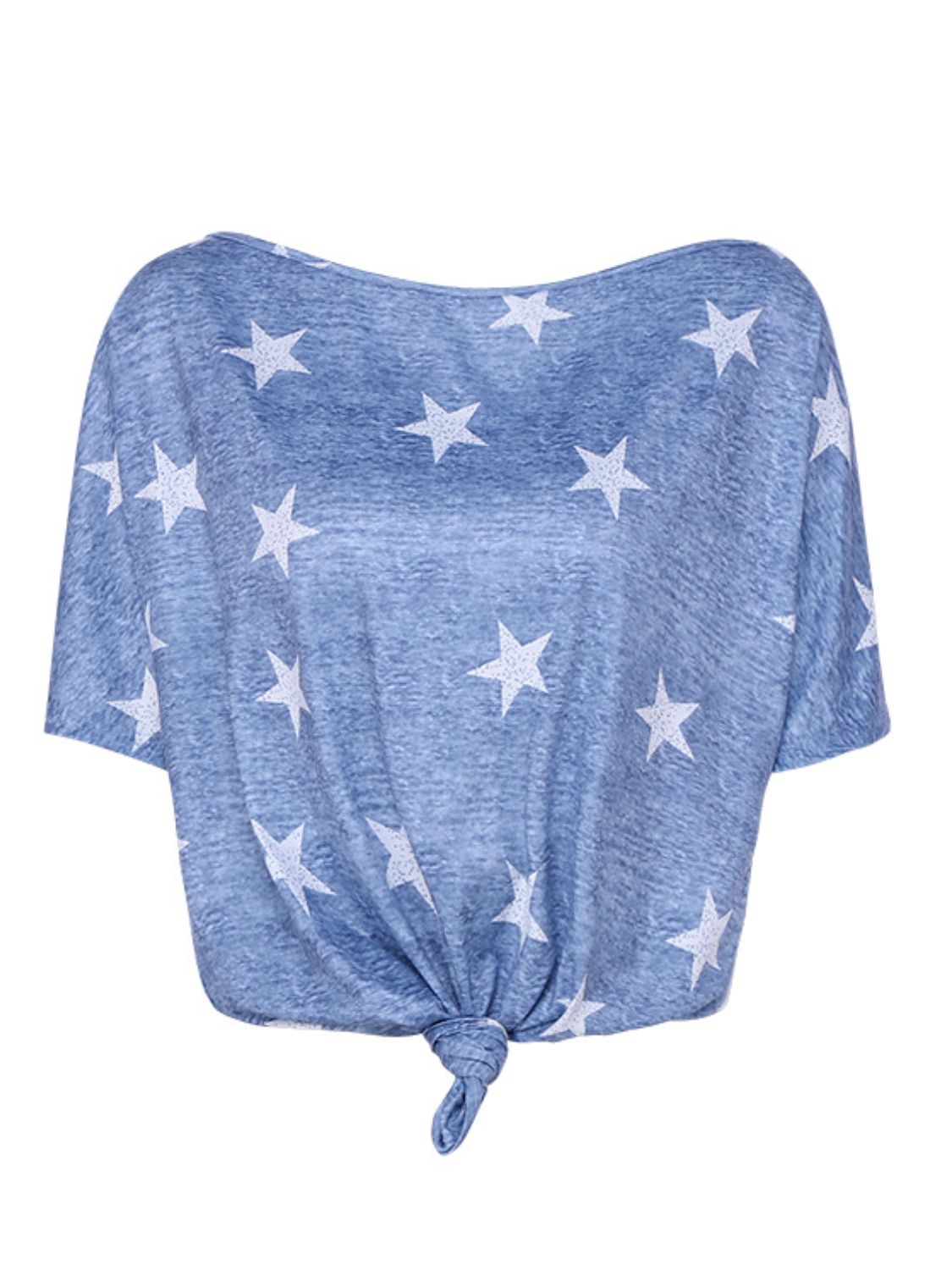 Star Print Short Sleeve T-Shirt - T - 1 COLOR -