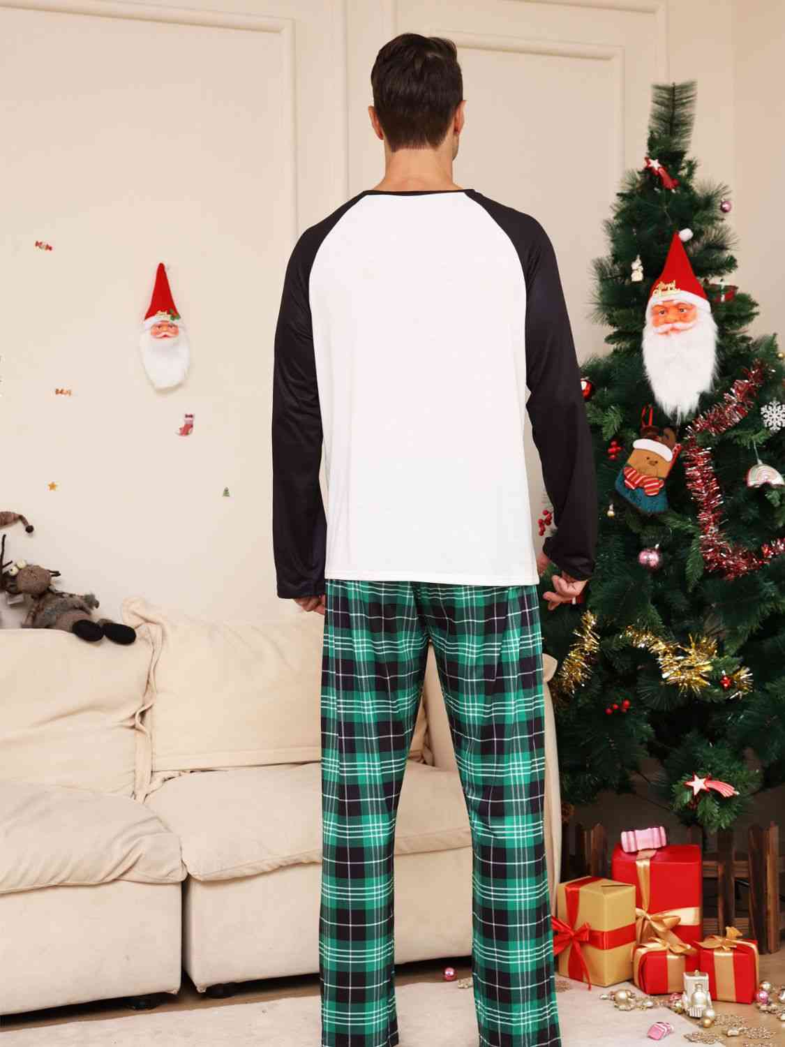 MEN Full Size Graphic Top and Plaid Pants Set - T -