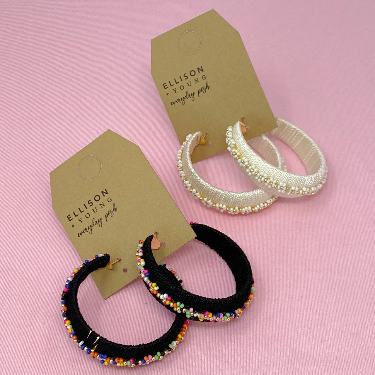 Ellison & Young - Beaded Hoop Earrings - 2 COLORS -