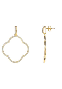 Thumbnail for LATELITA -  Open Clover Large Drop Earrings White Cz Gold -