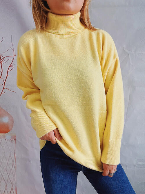 Turtleneck Long Sleeve Sweater - 1 OVERSIZE - T - 6 COLORS -