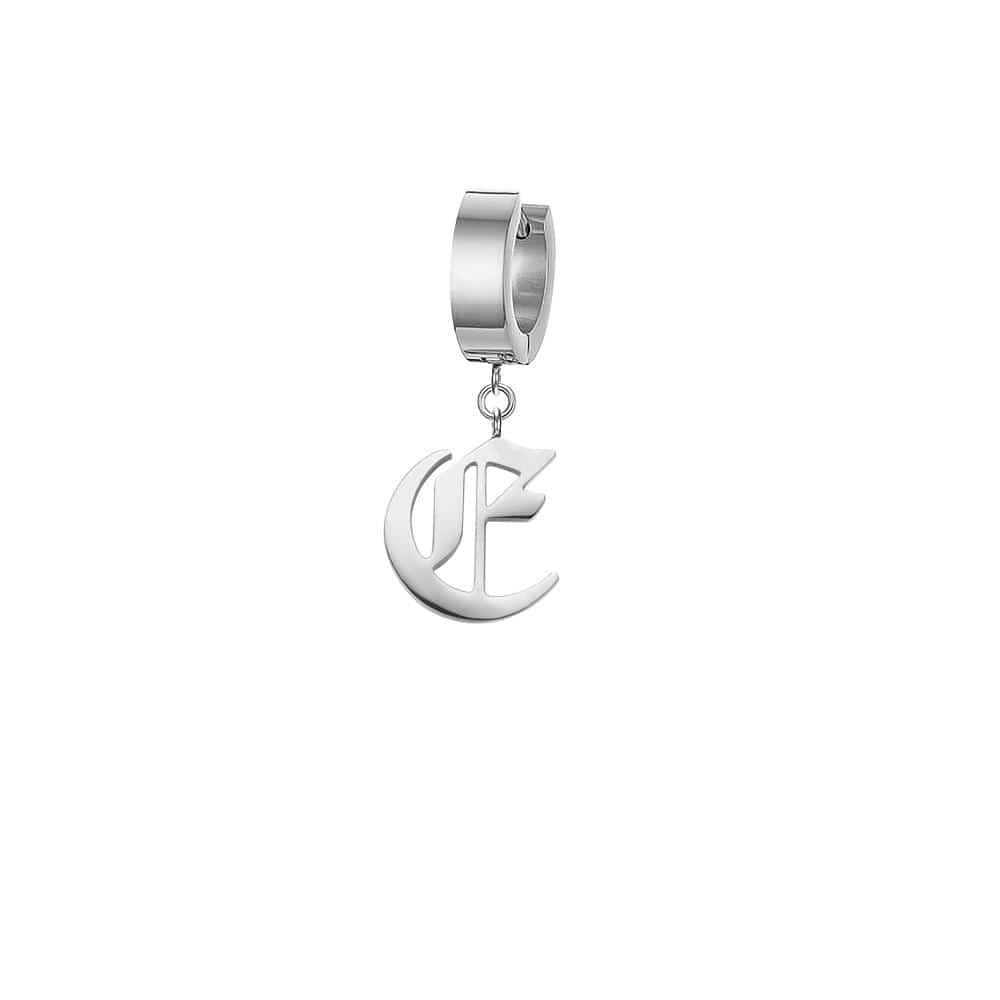 Mister - Old English Initial Earring - ALL 26 LETTERS - 2 FINISHES - FIND YOURS! -