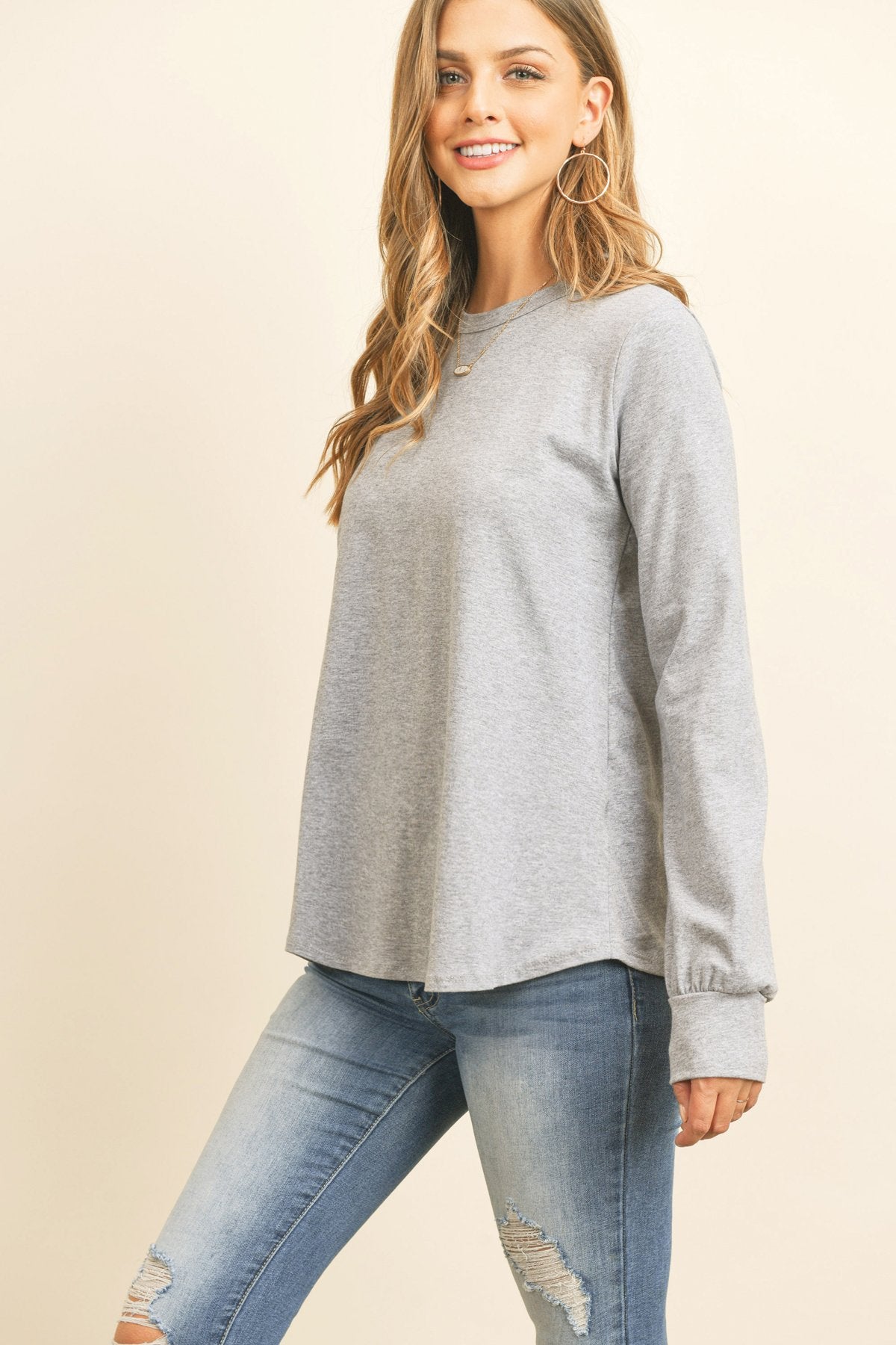 Riah Fashion - Long Sleeve Round Neck Solid Top - 17 COLORS -