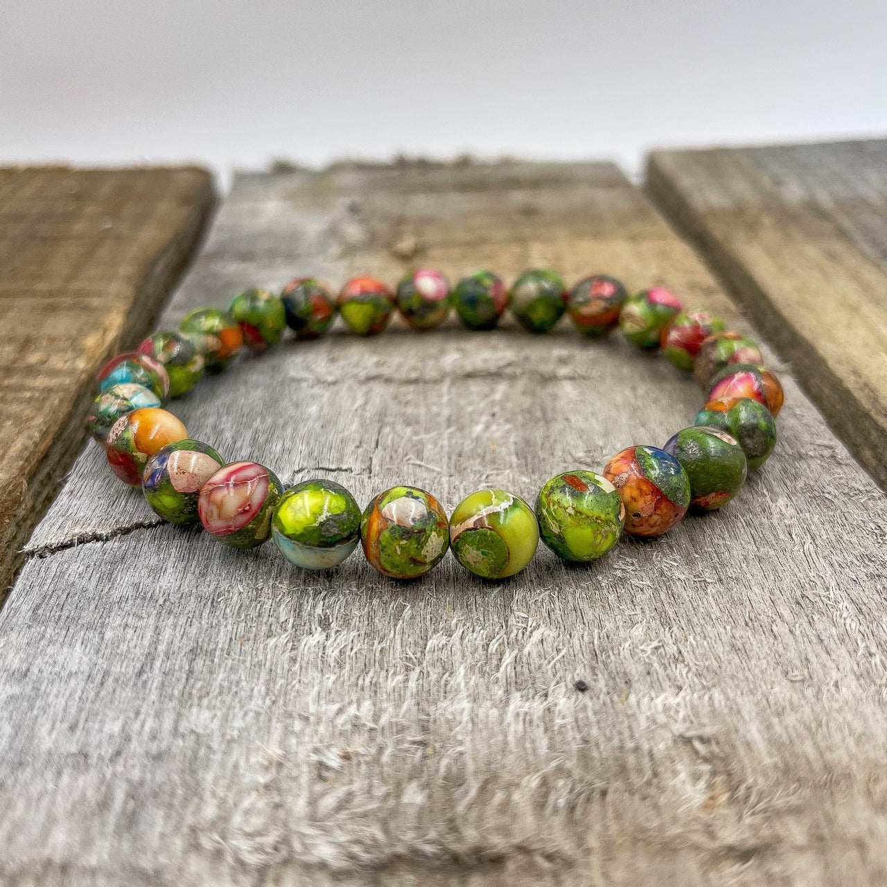 Union - Rainbow Imperial Jasper Gemstone Beaded Bracelet -