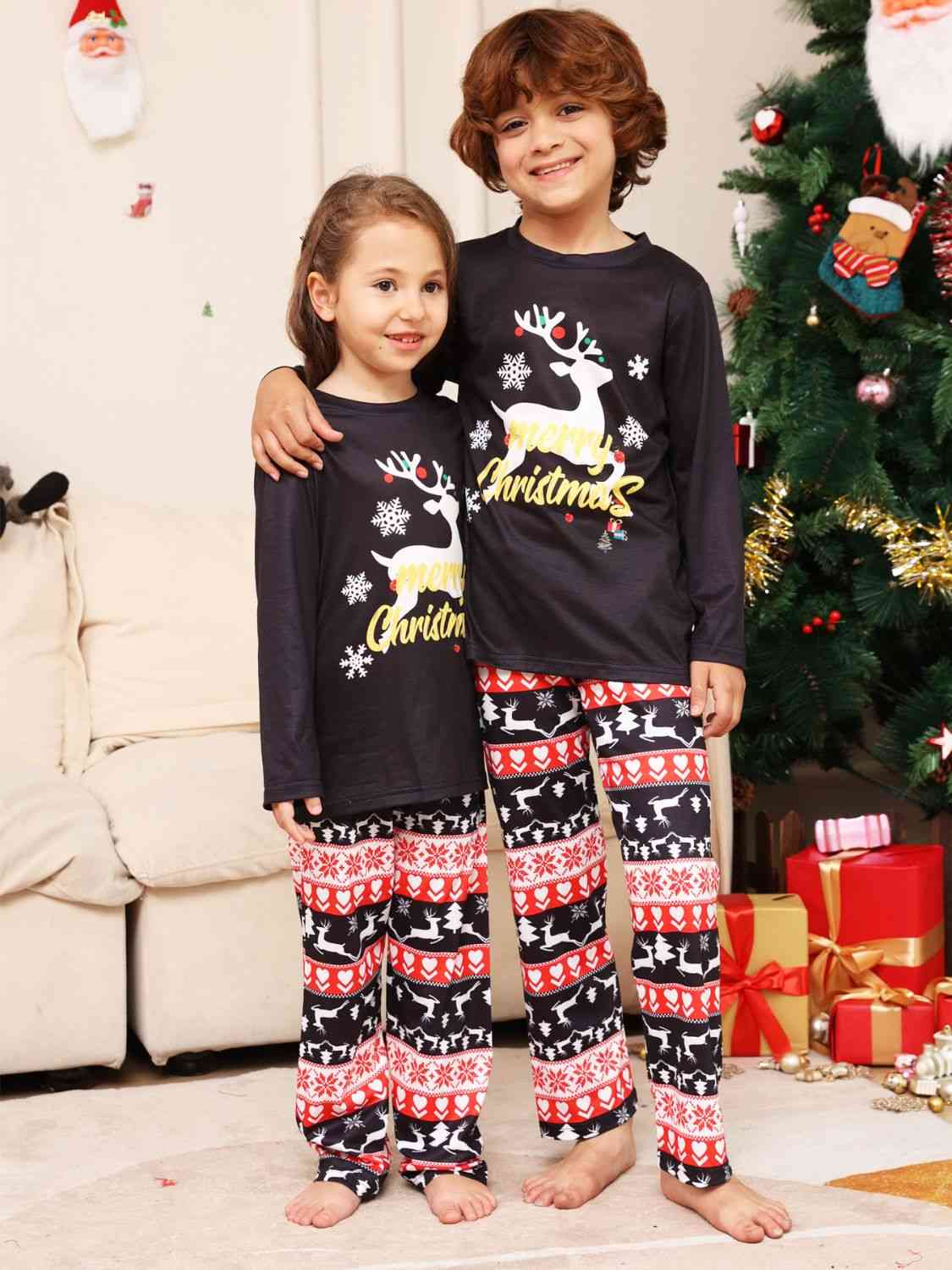 KIDS MERRY CHRISTMAS Graphic Top and Pants Set - T -