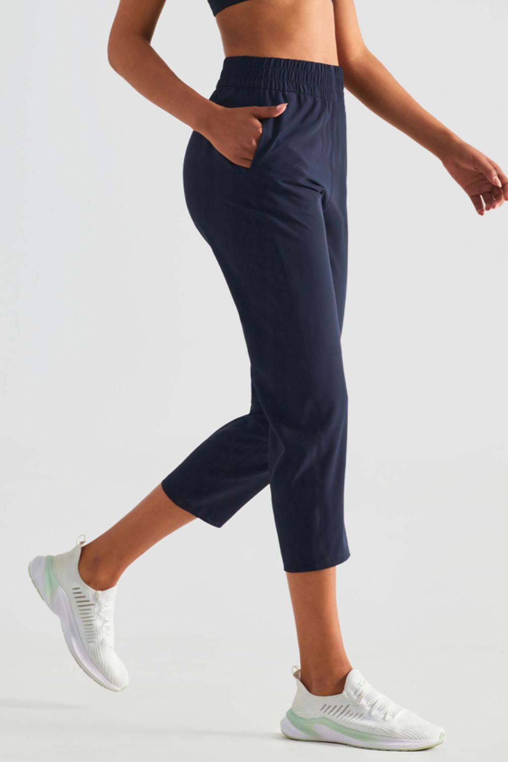 Elastic Waist Cropped Sports Pants - T - 4 COLORS -